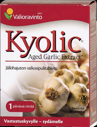 KYOLIC Jälkihajuton valkosipulitabletti. Yli 750 tuotekohtaista tutkimus julkaisua.