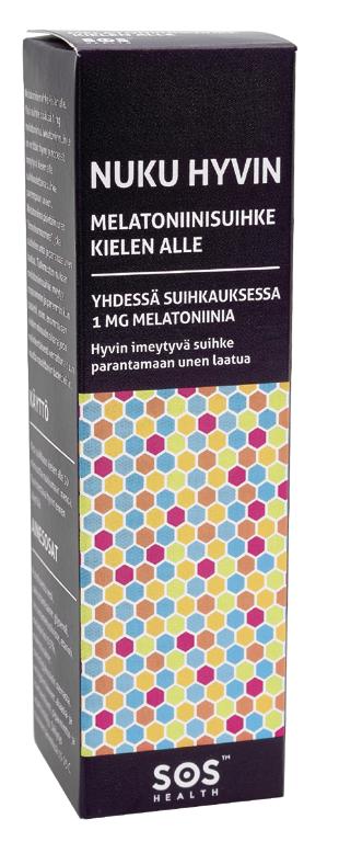 NUKU HYVIN MELATONIINISUIHKE Auttaa lyhentämään nukahtamisaikaa ja lievittämään