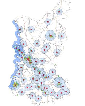 SATAKUNNAN PELASTUSLAITOS 9 (13) Viereisessä kuvassa on paloasemien yksiköiden periaatteellinen 10 minuutin toimintavalmiusaika.