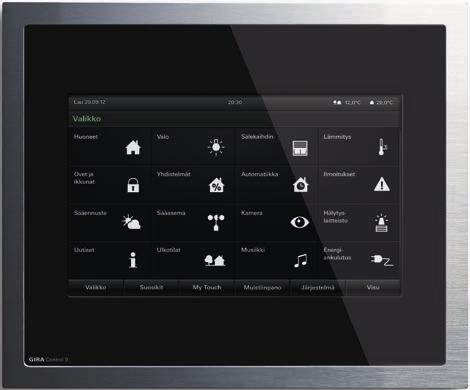Gira enet Ohjauslaitteet 16 Gira Control 9 Client Kosketusnäytöllinen tietokone huoneiden ohjaukseen Gira Control 9 Client on kompakti käyttökeskus.