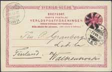 2, on Swedish stamp, 5 öre Circle type perf. 13 on printed matter dated Stockholm den 14 Febr. 1882, sent to Wasa.