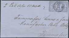 1859 to Uleåborg * 200 6 3C 1 Kc 1860 Coat-of-Arms Russian values 5 k greyish violet-blue, roulette I in pair on lage part of cover front to Tampere,