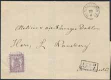 40 11 5v 1 C 3 c 1871 Coat-of-Arms Finnish values 5 p lilac-brown on laid pale lilac paper, roulette III (one tooth missing) on mourning cover to