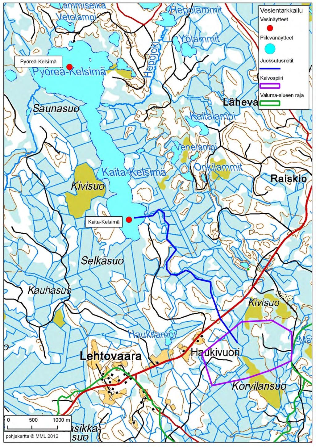 102 / 308 8.4.4 Korvilansuo Korvilansuon hankealueen vedet johdetaan Kaita-Kelsimään (kuva 32), joka kuuluu Kelsimänjoen valuma-alueeseen.
