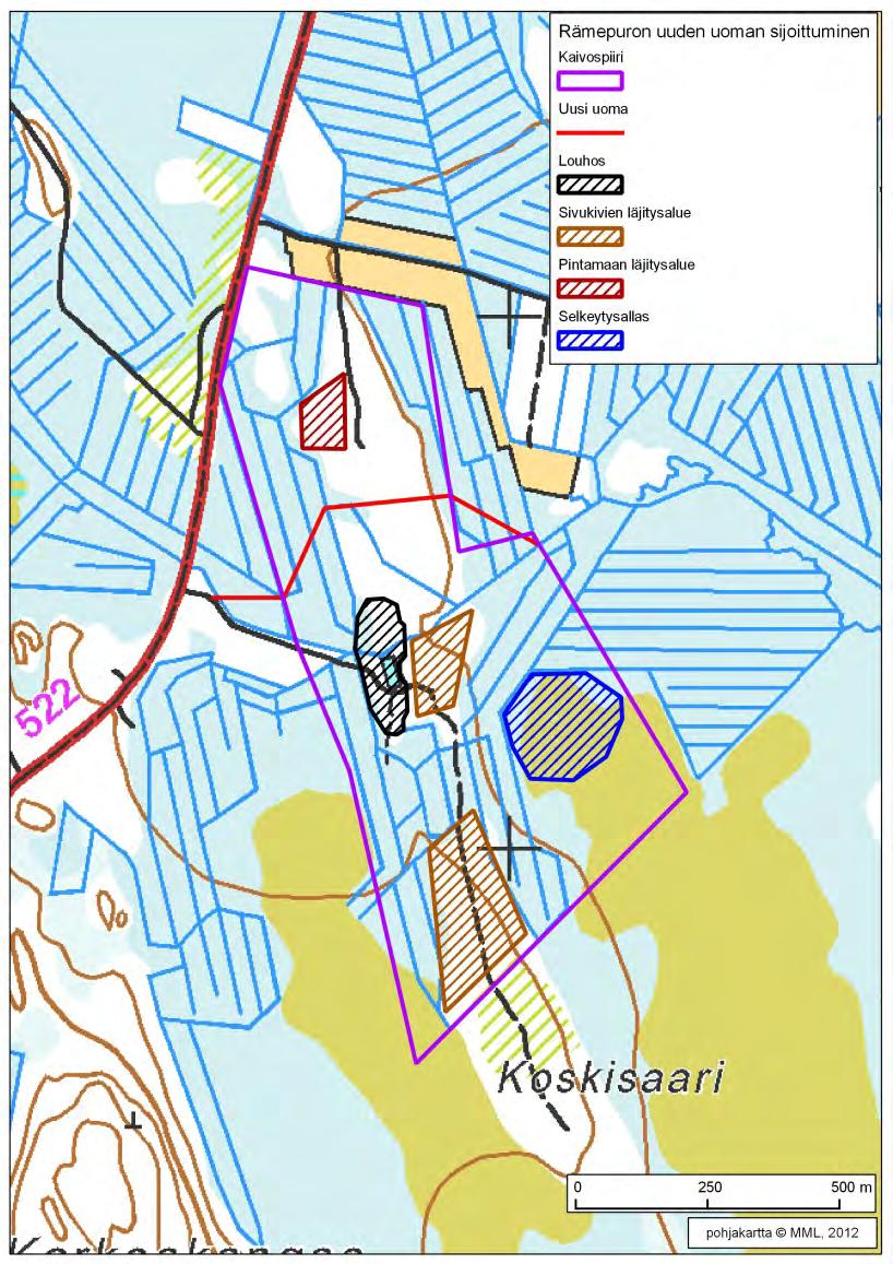 187 / 308 Kuva 64. Rämepuron uuden uoman sijoittuminen. 13.2.5 Muurinsuo Alueen luontoarvot Alue on kauttaaltaan metsätalouskäytössä.