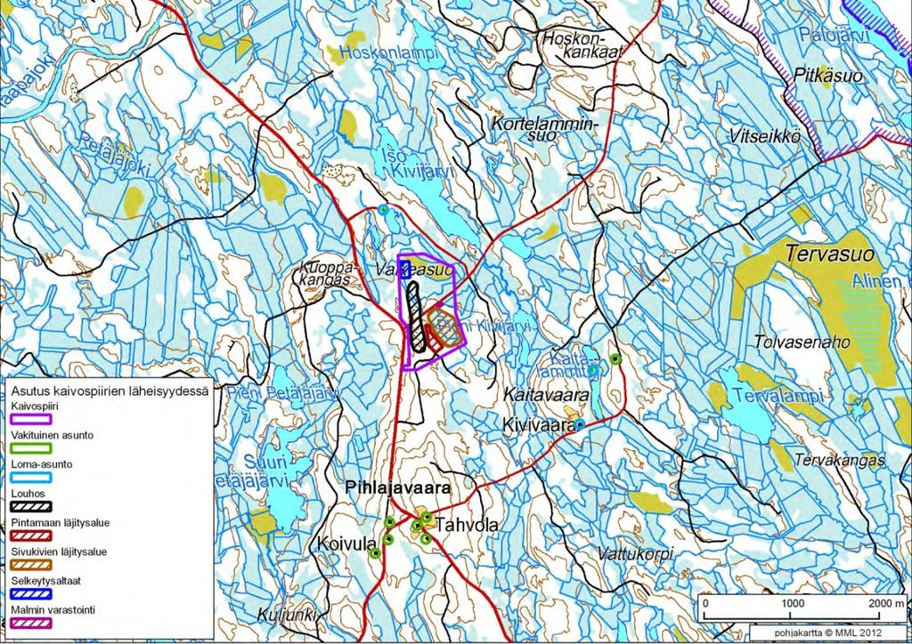 204 / 308 15 MAANKÄYTTÖ JA ASUTUS 15.1 Nykytila Satelliittilouhostoimintaa varten muodostettavilla kaivospiirien alueilla harjoitetaan metsätaloutta, muita varsinaisia maankäyttömuotoja ei ole.