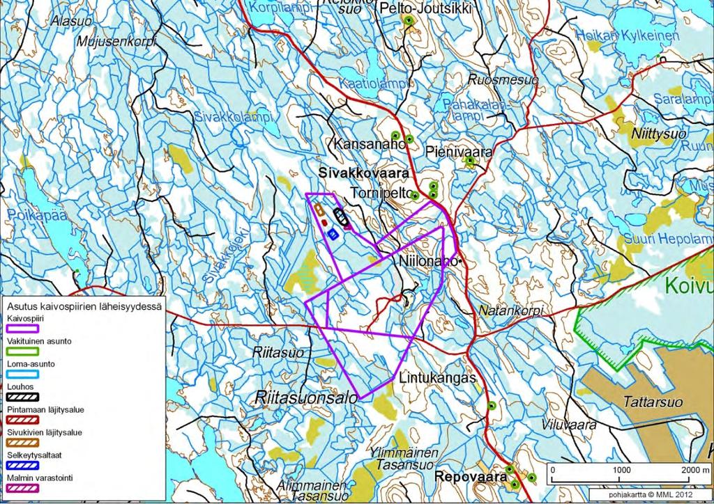 asutuksen sijoittuminen. Kuva 74.