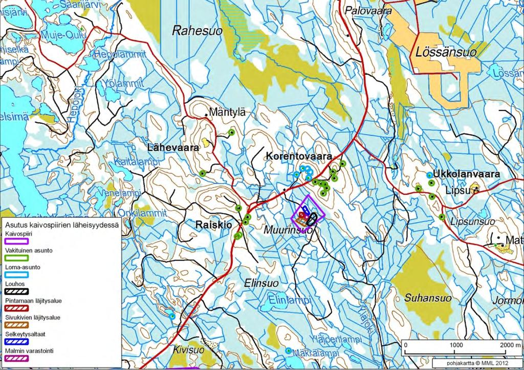 asutuksen sijoittuminen. Kuva 76.