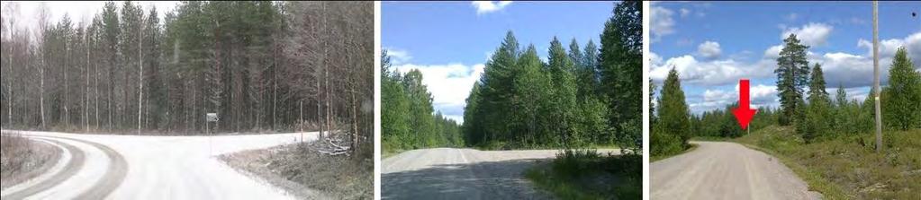 246 / 308 Kuva 118. Kuvat vasemmalta lukien: Pampalon kaivosalueen liittymä Hatuntielle, Kuiviston nykyinen liittymä ja Hoskon nykyinen liittymä.