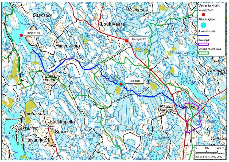 91 / 308 8.4 Hanke- ja vesistöaluekohtaiset kuvaukset ja vaikutusarvioinnit 8.4.1 Hosko Hoskon selvitysalueen vedet johdetaan Petäjäjokeen ja edelleen Haapajokeen (kuva 28).