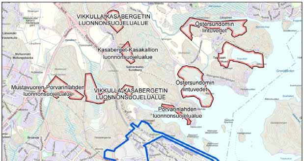 53 Kuva 9-23. Luonnonsuojelualueet (yksityisiksi luonnonsuojelualueiksi rauhoitetut) ja luontotyyppipäätökset hankealueen ympäristössä. 9.1.