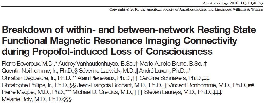 cortices (H) during deep sedation with clinical unconsciousness. For display purposes, results are thresholded at false discovery rate corrected P less than 0.