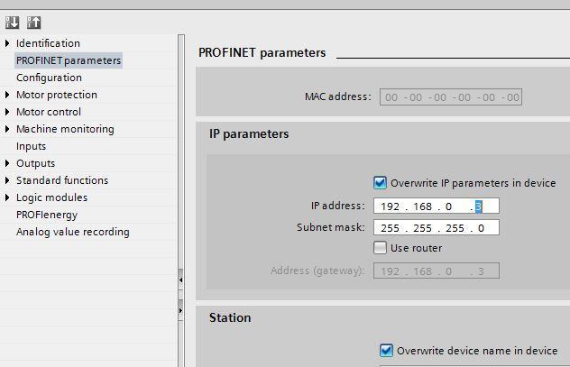 Profinet -osoite (PN) (tai