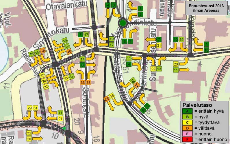 20 Taulukko 1. Synchro/SimTraffic -ohjelman palvelutasoluokat valo-ohjatuille ja valo-ohjaamattomille liittymille (HCM 2000).