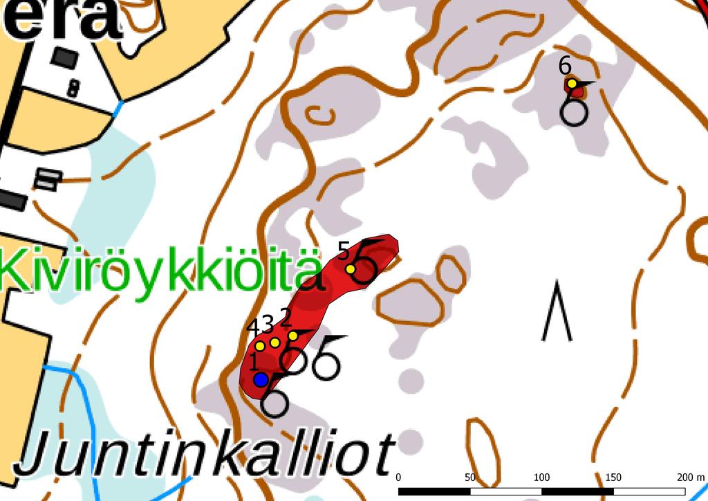 kohdekoordinaatit sinisenä