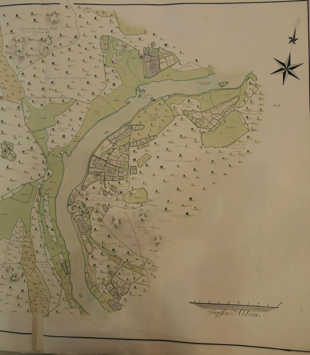 27 Ote vuoden 1751 isonjaon kartasta. Joen länsrannalle on merkitty Harakka, itärannalle Tirilä ja Kallio.