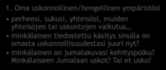 tiedostettu käsitys sinulla on omasta uskonnollisuudestasi juuri