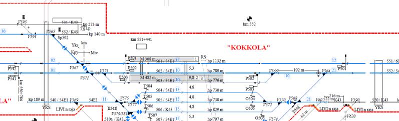 11 Kuva 1. Kokkolan ratapihan raidekaavio. 2.3 Ykspihlajan liikennepaikka Liikennepaikan osat Ykspihlajan liikennepaikan osat ovat ratapihat Ykspihlaja tavara (YKST) ja Ykspihlaja väliratapiha (YKSV).