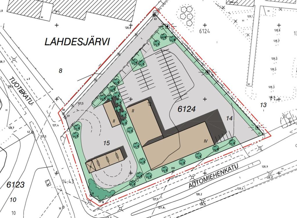Lahdesjärven AK8669 hulevesiselvitys 23.8.2017 9 (15) Kuva 10. Ote asemakaavan 8669 maankäytön muutoksen havainnekuvasta 8.