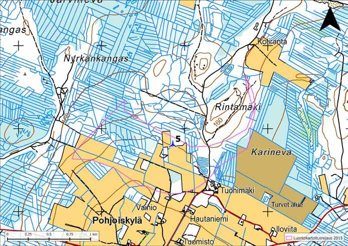 POHJOISKYLÄ Pohjoiskylän tuntumassa sijaitseva alue käsittää karkeasti ottaen laajahkon pellon eteläosassa sekä metsäalueen pohjoisosassa.