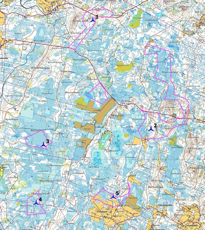 Kuva 2. Viiatin lisäalueiden suunnitellut turbiinipaikat.