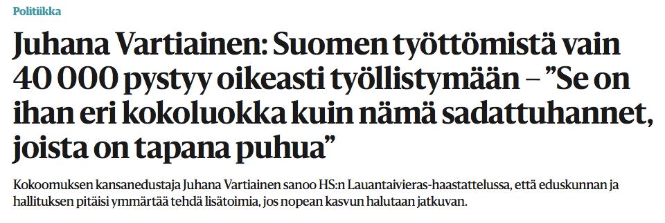 Esimerkki talouspolii[sen keskustelun vaikeudesta Var<ainen puhuu rakenteellisesta työ9ömyydestä, jonka OECD arvioi olevan noin 7 % Suomessa Helsingin