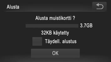 Kameran perustoimintojen säätäminen Muistikortin alustaminen Ennen kuin käytät uutta muistikorttia tai toisessa laitteessa alustettua muistikorttia, muistikortti on alustettava tässä kamerassa.