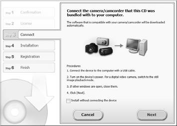 Varmista siis, että asennat ohjelmiston Internet-yhteydellä varustettuun tietokoneeseen. Aseta CD-levy tietokoneen CD-asemaan. Aseta mukana toimitettu CD-levy (DIGITAL CAMERA Solution Disk) (s.