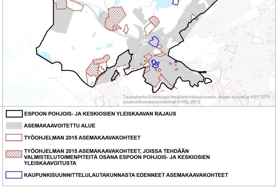 13 (19) Asemakaavat Suunnittelualueesta 30 km² eli noin 20 % koko alueesta on