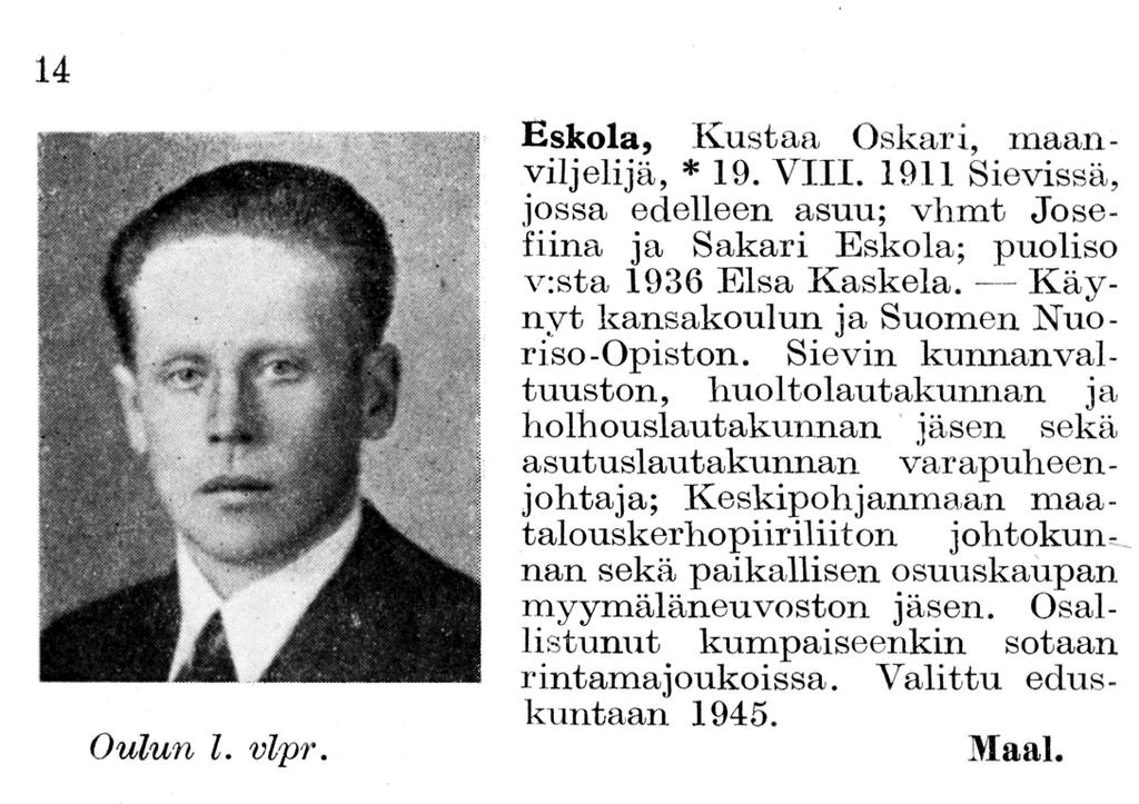 Maalaisliiton ministerinä hallituksissa: 36. Kekkonen IV 9.7.1953 30.10.1953 114 päivää ministeri kulkulaitosten ja yleisten töiden ministeriössä; 30.10.1953 17.11.1953 19 päivää Kulkulaitosten ja yleisten töiden ministeri.