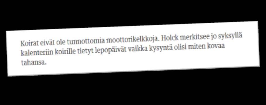 asiakkaalle sitä työtä ja todeta