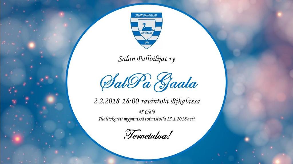 SalPa Gaala järjestetään 2. helmikuuta Ravintola Rikalassa klo 18.00 alkaen.