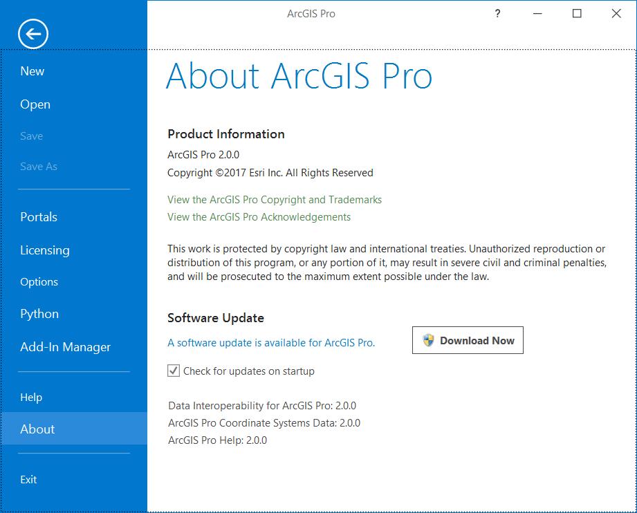 13 (14) 3. ArcGIS Pron päivittäminen Päivitysmahdollisuus käynnistyksen yhteydessä ArcGIS Pro voi asettaa tarkistamaan mahdollisuuden uusimman version tarkistamiseen. 1.