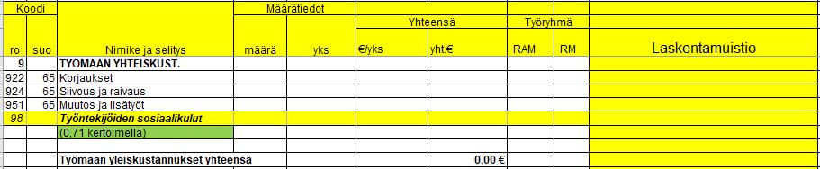 Littera 8, Työmaan käyttökustannukset Työmaan käyttökustannukset littera käsittää työmaata kokonaisuutena tai useita rakentamisosia ja suorituksia palvelevat työt ja kustannukset kuten työmaan