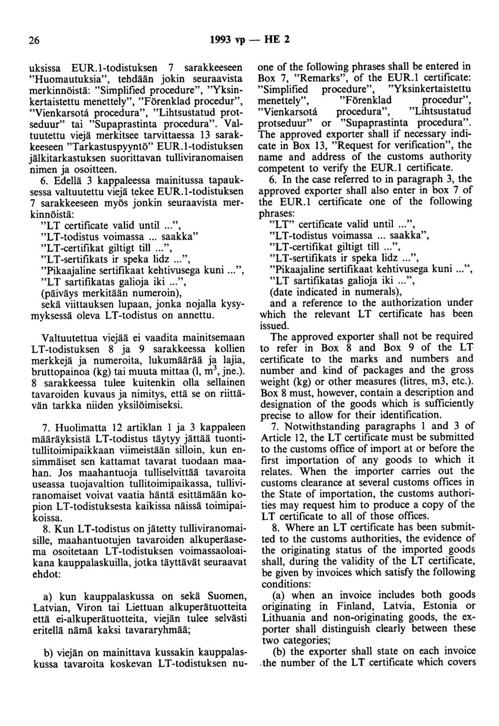 26 1993 vp- HE 2 uksissa EUR.
