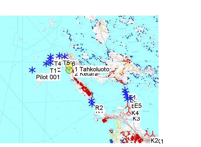 Project: Tahkoluoto SHADOW - Main Result Calculation: Receptor, Kirrinsanta + Nykyiset Assumptions for shadow calculations Maximum distance for influence Calculate only when more than 20 % of sun is