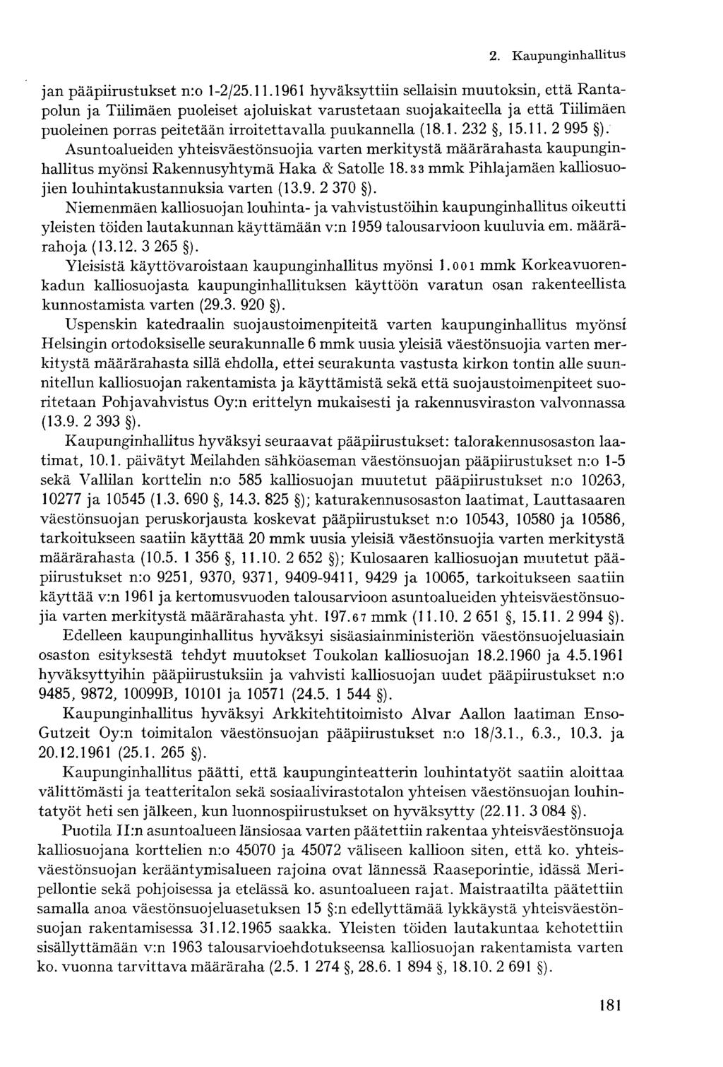 jan pääpiirustukset n:o 1-2/25.11.