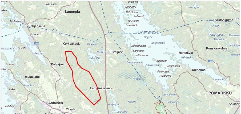 11 Kuva 5-5 Poosjärvi sijaitsee lähimmillään 5,5 km päässä suunnittelualueesta Taulukko 5-8 Pesimälinnusto Tieteellinen nimi Suomenkielinen nimi Parimäärä Anas querquedula Heinätavi 2 Falco