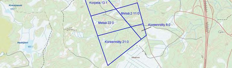 Näiden pinta-ala on yhteensä noin 13 hehtaaria.