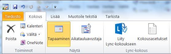 Lync-käyttöohje 14 (15) Painamalla Online-kokous painiketta, ilmestyy uuteen kokouskutsuun automaattisesti Onlinekokoukseen liittyvät asetukset, jotka näet alla.