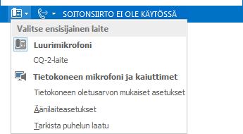 Lync-käyttöohje 7 (15) Äänilaitteen tarkistaminen Toinen tärkeä toimenpide ennen Lyncin käytön aloittamista on määritä ääni- ja videolaite.