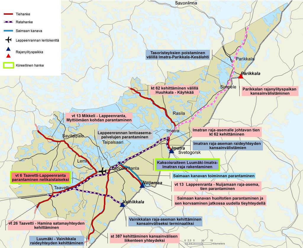 / 7. Liikennejärjestelmä 7.1 Liikenneverkko Kaakkois-Suomen liikennestrategia ja Etelä-Karjalan liikennejärjestelmäsuunnitelman päivitys valmistuivat 2014.