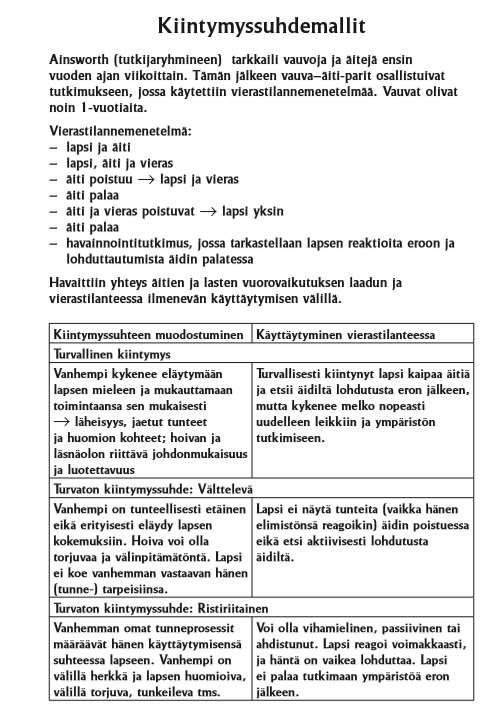 SOSIAALISEN JA EMOTIONAALISEN KEHITYKSEN VAIHEITA JA NÄIHIN VAIKUTTAVIA TEKIJÖITÄ SOSIOEMOTIONAALINEN KEHITYS: KIINTYMYSSUHTEET LÄHIYMPÄRISTÖ VS.