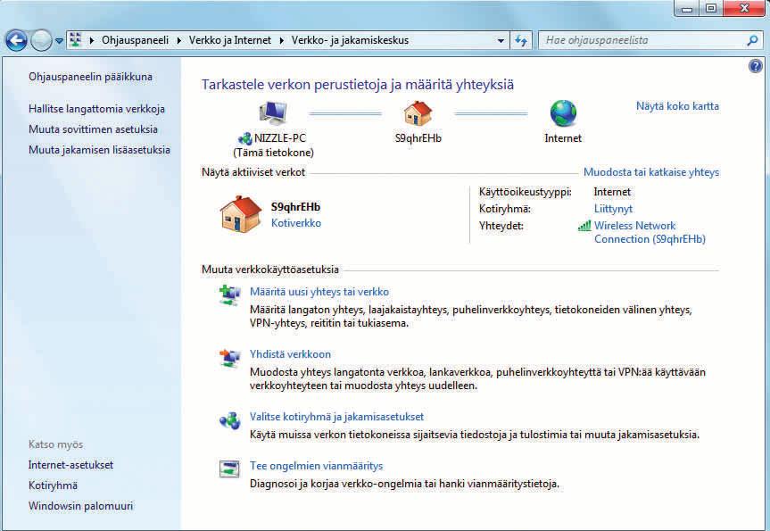 kotiverkkosi Verkko- ja jakamiskeskus pähkinänkuoressa Tutustu ensin keskeisiin päävalikon kohtiin.