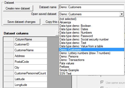 Kentät, jotka haetaan kerralla muodostavat datasetin. Nämä datasetit voidaan tallentaa uudelleen käyttöä varten.