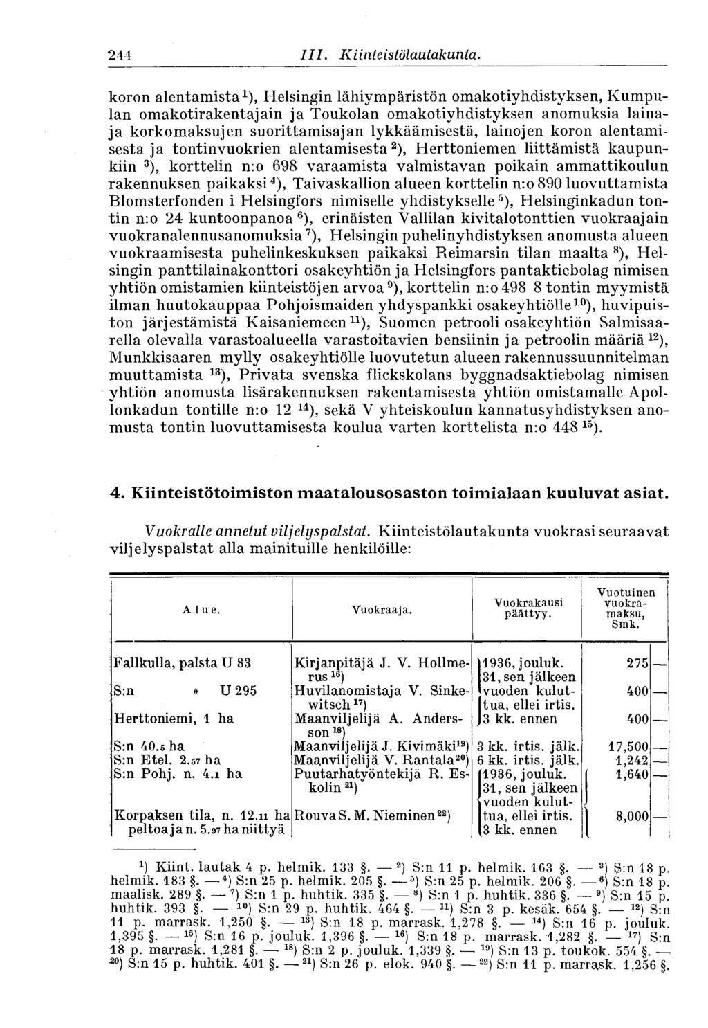 244 III. Kiinie istölautakunta.