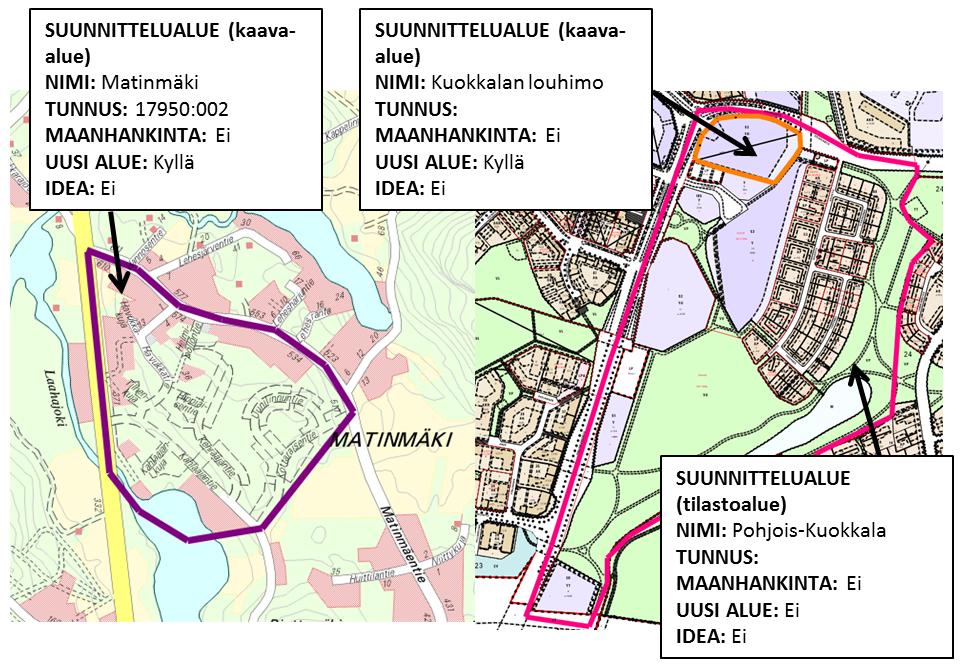 11 Ei aktiivinen Idea: kyseessä on mahdollisesti joskus, maankäytön ohjelmointijakson ulkopuolella, kaavoitukseen/rakentamiseen tuleva alue. Ei aktiivinen Hylätty: ko. suunnittelualue on esim.