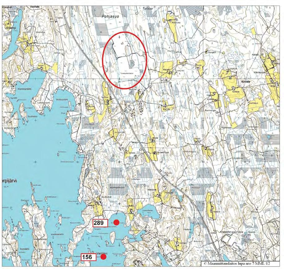 82 Kuva 29. Pohjasuon sijainti ja vesistötarkkailun havaintoasemien Verijärvi 156 ja 289 sijainti (karttapohja ympäristöhallinnon Hertta-tietokannasta). 7.1.2 Tarkkailun suoritus Pohjasuon tarkkailua on tehty Etelä-Savon ympäristökeskuksen 29.