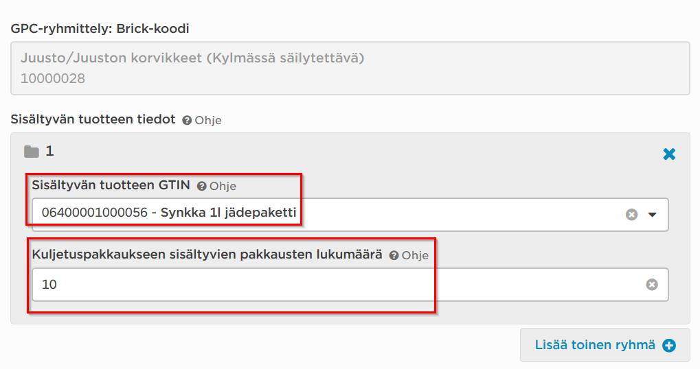 Luo uusi kuljetuspakkaus tuotetietopohjan avulla Kuljetuspakkaus kopioidaan tuotetietopohjaksi samalla tavalla kun vähittäistuote.