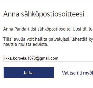 8 0 9 Kirjoita oma sähköpostiosoite 8, niin saat luotua käyttäjätilin ja pääset Pandan